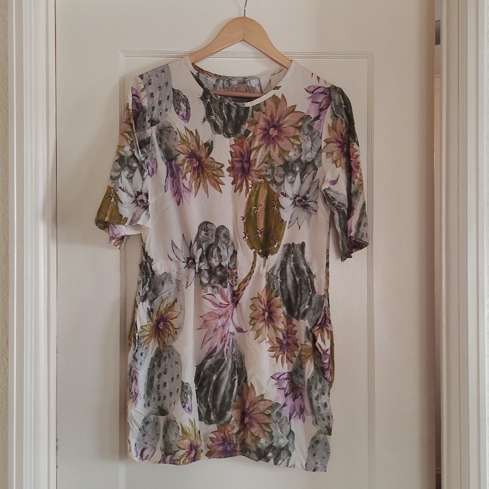 Tonle Cactus Succulents Dress/Tunic With Pockets, size extra small